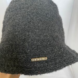 Vintage Wool/Cashmere Charcoal Gray Women's Stetson Bucket Hat